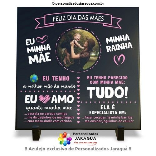 AZULEJO MÃE COM FOTO E FRASES