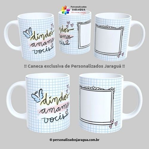 CANECA DINDOS AMAMOS VOCÊS 2 1 FOTO 325 ml