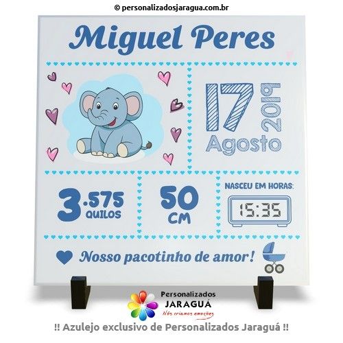 AZULEJO BEBÊS NASCIMIENTO PACOTINHO AMOR ELE PERSONAGEM