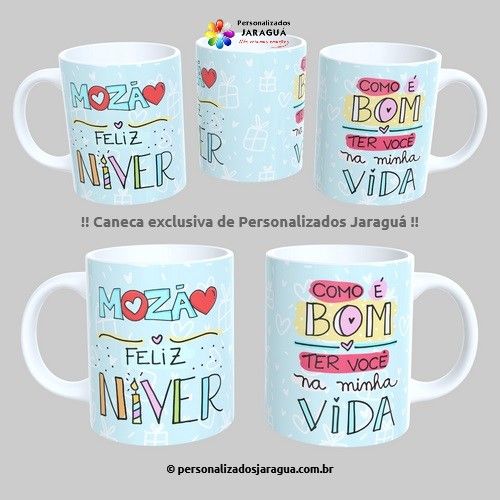 CANECA ANIVERSÁRIO MOZA FELIZ NIVER 325 ml