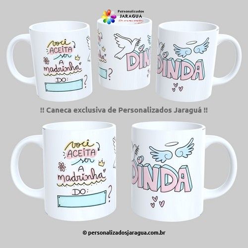 CANECA DINDOS ACEITA NOME E DINDA 325 ml