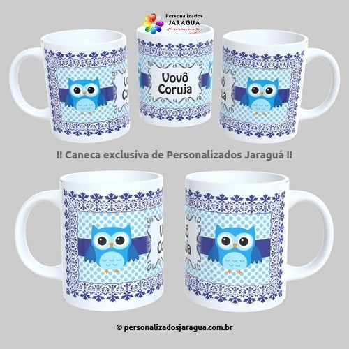 CANECA AVÓS VOVÔ CORUJA AZUL 325 ml