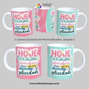 CANECA ANIVERSÁRIO PAZ E SAÚDE ROSA 325 ml