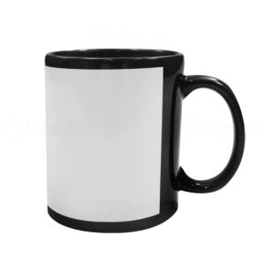 CANECA PRETA TARJA BRANCA 325 ML