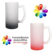 CANECA VIDRO JATEADA FUNDO COLORIDO 475 ml