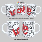 CANECA NAMORADOS LOVE CORAÇÕES 325 ml